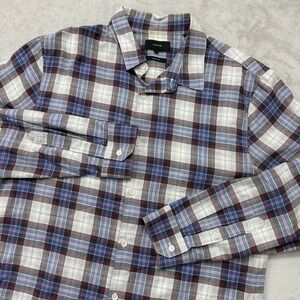 Vince Plaid Button Down Shirt Mens Large Blue Red Classic Fit‎ Casual Streetwear
